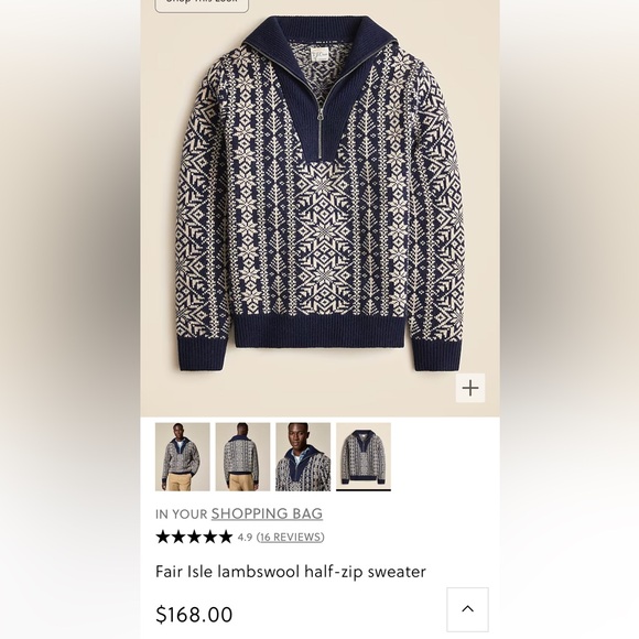 J. Crew Fair Isle Lambswool Sweater - Navy - Picture 1 of 2